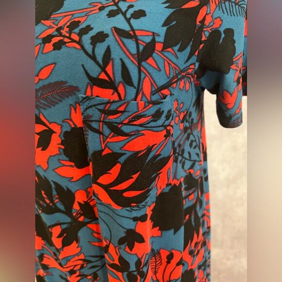 LuLaRoe Womens Carly Geometric Design Blue Red & Black Knee Length Dress Size XS - Picture 3 of 8